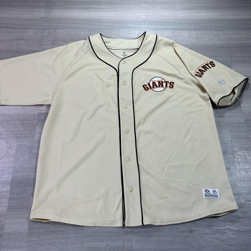 San Francisco Giants Jersey Mens 2XL Beige MLB Baseball True Fan Mesh Button